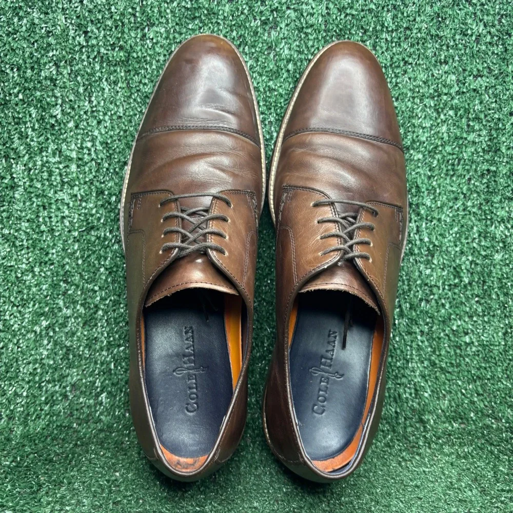 Cole Haan Lenox Hill Cap Toe Leather Classic Formal Oxford Brown Mens Sz 10.5 M
